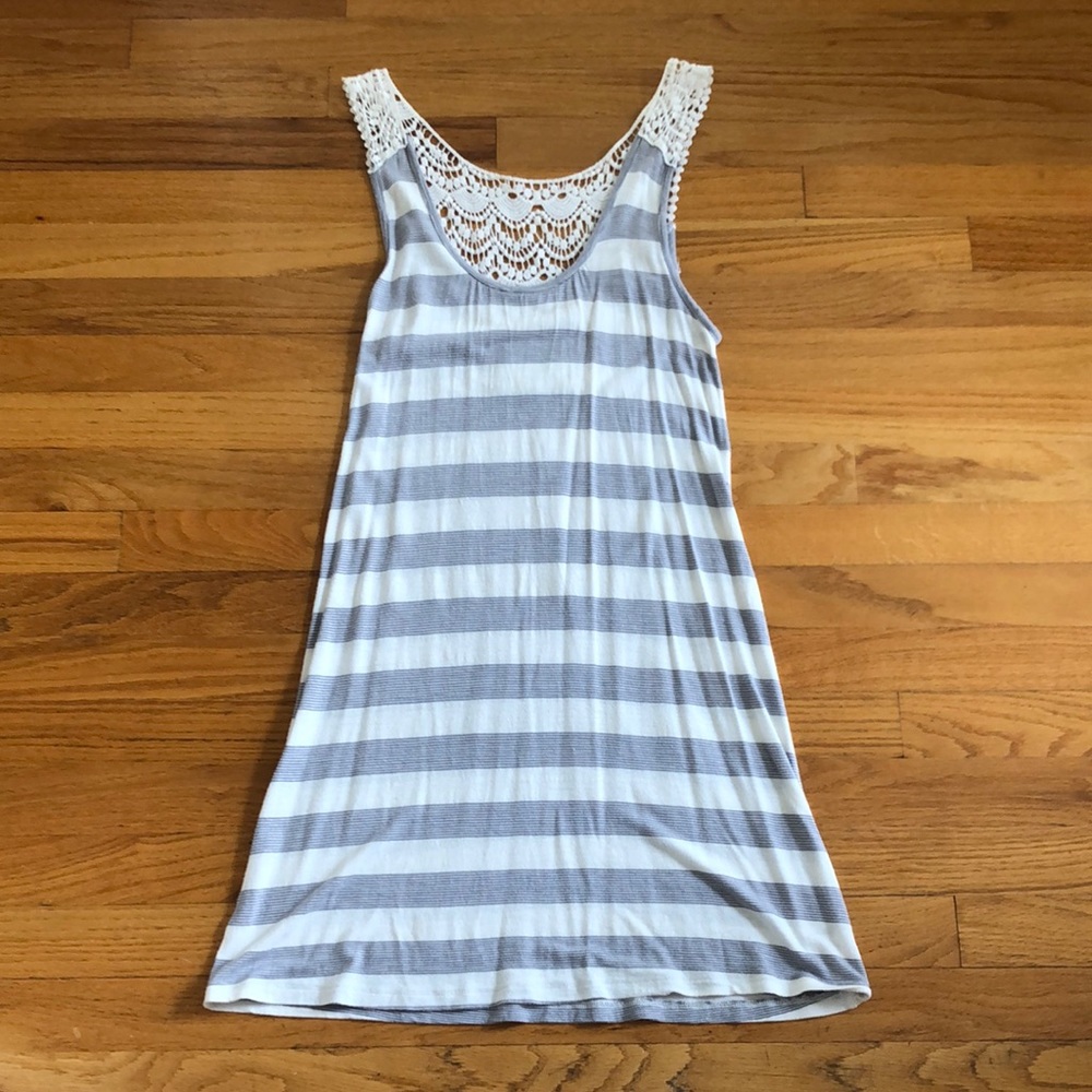 Banana Republic White and Blue Striped Dress